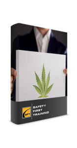 A man holding up a picture of marijuana leaf.