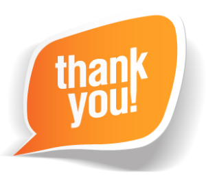 A speech bubble with the words " thank you !" in it.